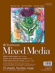 Strathmore 462-109 400 Series Mixed Media Pad, 9"x12" Glue Bound, 15 Sheets