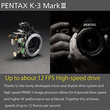 Pentax K-3 Mark III Flagship APS-C Silver Camera Body - 12fps, Touch Screen LCD, Weather Resistant Magnesium Alloy Body with in-Body 5-Axis Shake Reduction. 1.05x Optical viewfinder with 100% FOV