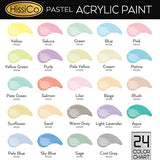Pastel Acrylic Paint Set with 12 Brushes, 24 Pastel Colors (59ml, 2oz) Art Craft Paint for Artists Students Kids Beginners, Canvas Ceramic Wood Rock Painting Supplies Kit, Easter Decorations