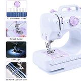 Asany Sewing Machine for Beginners Adults, Household Mini Sewing Machine Tool with Extension Table, 12 Built-in Stitches and 2 Speeds Double Thread, 20 Colorful Threads