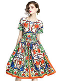 LAI MENG FIVE CATS Women's Summer Casual Sleeveless Floral Printed Pleated Swing Dress Sundress