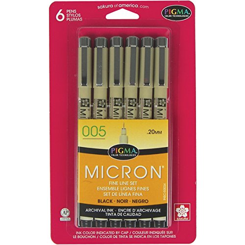 Pigma Micron Pens 005 .2mm 6/Pkg-Black