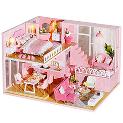 CUTEROOM DIY Miniature Dollhouse Kit with Furniture Handmade Dolls House Miniature Kit Plus Music Box and LED Lights,1:24 Scale Creative Room Idea (Loft Cottage)