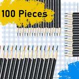 100 Pieces Rainbow Pencils 4 Color in 1 Pencils for Kids Rainbow Colored Pencils for Kids Black Wooden Colored Pencils Fun Art Supplies for Kids Adults Drawing, Coloring, Sketching, Multicolored Core