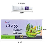 Hapree 12 Colors Stained Glass Paint, Non-Toxic Glass Window Color Paint Set for Wine Bottle,