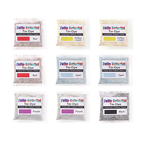 Tie-Dye Refills 9 Packets 1.59oz(45g) (Red2,Yellow cream2,Cyan2,Purple2,Black)