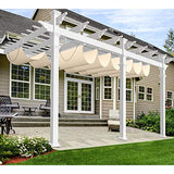 Windscreen4less Outdoor Waterproof Retractable Pergola Replacement Shade Cover Wave Sail Awning Slide on Wire Shade for Deck Patio Backyard 3’X16’ Beige