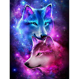 MXJSUA DIY Diamond Painting Wolf by Number Kits for Adults, Wolf 5D Diamond Painting Kits Round Full Drill Diamond Art Kits Picture for Home Wall Decor 12x16 inch