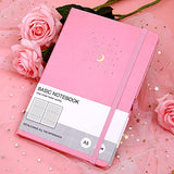 Lined Journals for Writing, Notebook Paper Medium 5.7 X 8.3 inches, Pink Leather Hardcover Notebooks for Office, Home, School, Wide Ruled