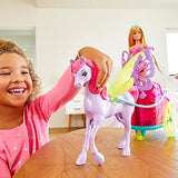 Barbie Dreamtopia Princess Doll, 11.5-in Blonde, with Fantasy Horse and Chariot, Wearing Fashion and Accessories, Gift for 3 to 7 Year Olds