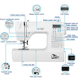 Sewing Machine, 200 built-in stitches and 8 buttonhole patterns, Portable Sewing Machine for sewing, hem, buttonhole, reverse sewing, equipped with lighting