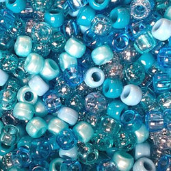 Caribbean Blue Multicolor Mix Plastic Pony Beads Bulk 6x9mm, 1000 beads