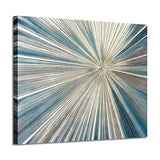 Abstract Painting Artwork Picture Canvas: Gray & Blue Art with Gold Foil Painted Contemporary Rays Wall Art on Canvas (24"W x 18"H,Multi-Sized)