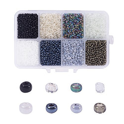 NBEADS 1 Box 8 Color 12/0 Round Glass Seed Beads 2mm Loose Spacer Beads Pony Beads with Hole for