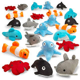 Kicko Sea-Life Plush Toys - 3 Inches - 24 Assorted Pieces - for Kids, Babies, Adults, Decorations, Bedtime, Sleep, Play, and Education