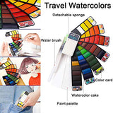 POPa! Watercolor Paint Set - 42 Vibrant Colors - Foldable Professional Paint Kit with Water Brush- Portable Travel Watercolor Set-Adults & Kids Travel Paint Set- Watercolor Travel Palette