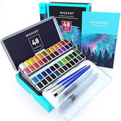 48 Professional Watercolors Paint Set in Portable Box with Whole Set Painting Tools, 20 Sheets Watercolor Paper, Perfect Watercolor Paint Set for Beginners, Artists, Amateur Hobbyists, Painting Lovers