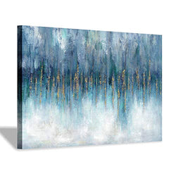 Abstract Art Canvas Painting Picture: Large Artwork Picture with Hand Painted Gold Foils Textured Wall Art for Walls (45'' x 30'' x 1 Panel)