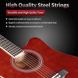 ADM Acoustic Guitar for Beginner Adult, 41 Inch Kids Students Cutaway Acustica Guitarra Starter Bundle Kit Free Lessons with Gig Bag, Tuner, Guitar Hanger, Capo, Strap, Picks, Extra Strings, Red