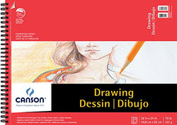 Canson Foundation Drawing Paper Pad with Micro-Perforated Sheets and Fine Texture, Side Wire Bound,