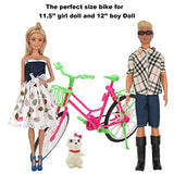 ZTWEDEN 33Pcs Doll Clothes and Accessories for 12 Inch Boy and Girl Doll, Includes 20 Wear Clothes Shirt Jeans Suit and Wedding Dresses, Glasses Earphones Dog and Bike for 12'' Boy Girl Doll