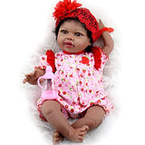 Aori Reborn Baby Dolls 22 Inch Realistic Black Reborn Dolls Lifelike Weighted African American Newborn Baby Girls with Pink Clothes and Strawberry Accessories Great Gift Set for Girls Age 3+