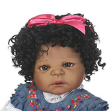 Nicery Reborn Baby Doll Indian African Black Skin 22inch 55cm Hard Simulation Silicone Vinyl Lifelike Vivid Boy Girl Toy Blue Dress Nicery-ID55Z005W