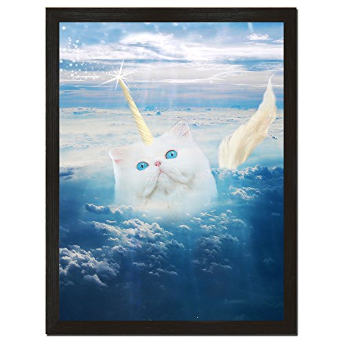 Sharp Shirter Funny Cat Poster Unicorn Print Animal Wall Art Teen Bedroom Decor White Clouds Unframed 8x10 Inches