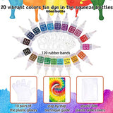 Vanstek Tie Dye DIY Kit, 20 Colors Tie Dye Shirt Fabric Dye for Women, Kids, Men, with Rubber Bands, Gloves, Plastic Film and Table Covers for Family Friends Groups Party Supplies