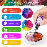 Wayin Metallic Alcohol Ink Set with Alcohol Ink Set Resin Dye Concentrated Extreme Shimmer Alcohol-Based Inks for Epoxy Resin Yupo Tumbler Cups Acrylic Pouring Paint (15ml/.5 fl oz & 20x10ml/0.35oz)