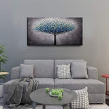 YaSheng Art - hand-painted Contemporary Art Oil Painting On Canvas 3D Texture Blue Tree Paintings Modern Home Decor Wall Art Painting Colorful landscape Tree Paintings Ready to hang 24x48inch