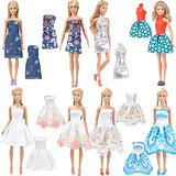 E-TING Lot 15 Items = 5 Sets Fashion Handmade Clothes Dress + 10 Pair Shoes for Girl Doll Xmas Random Style(Clothes+Wedding Dress + Short Skirt)