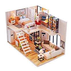Roroom Dollhouse Miniature with Furniture,DIY Wooden Doll House Kit Plus Dust Cover and Music Box,1:24 Scale Creative Room Model to Build-Gift for Friends,Lovers and Families.(Simple Elegance)