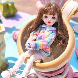 XiDonDon 1/6BJD Doll Clothes Rainbow Stripe Sweater Long Sleeve Top 11.8 inches (30 cm) 1/6 YOSD Doll Clothes (Multicolor2)