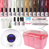 Gel Nail Polish Kit with 36W Lamp - Candy Lover 10ml Vintage Colors with Base Top Coat Matte Top Coat UV/LED Nail Gel Polish Set, Summer Fall Nail Art Accessories Free Storage Box Starter Gift SK-05