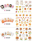 Fall Nail Stickers Halloween Thanksgiving Nail Art Accessories Decals 12 Sheets Maple Leaf Pumpkin Turkey Water Transfer Nail Art Stickers for Women Girls Kids DIY Thanksgiving Day Decorations