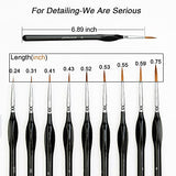 Miniature Paint Brushes,9Pcs Professional Fine Detail Model Paint Brush Set for Acrylic Painting Watercolor Oil Craft and Rock Painting,Ergonomic Handle and Easy Carry Package