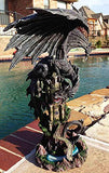 Ebros Large 23.5" Tall Ancient Black Ghost Dragon Guarding Castle Rampart ATOP A Rocky Cliff by River Bank Statue Mythical Fantasy Dungeons and Dragons Home Decor Mantelpiece Centerpiece Figurine