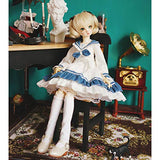 HMANE BJD Clothes 1/4, Navy Style White Dress for 1/4 BJD Dolls (No Doll)