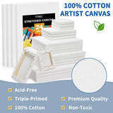 24 Packs Stretched Canvas, Multi Pack- 4x4",5x7",8x10",9x12",11x14",12x16" (4 of Each),100% Cotton Artist Canvas Boards for Painting,Primed White Canvas,for Acrylic,Oil Paint,Wet or Dry Art Media
