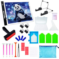 A4 Diamond Painting Accessories Light Pad Kit - Sponake LED Light Board USB Powered Dimmable - Tracing Light Table with Mini Stand and Diamond Paint Tools Great for 3D/5D Diamond Art