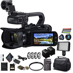 Canon XA45 Professional UHD 4K Camcorder (3665C002) W/Extra Battery, Soft Padded Bag, 64GB Memory Card, LED Light, Close Up Diopters, Lenses, and More Advanced Bundle (Renewed)