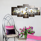 Abstract White Orchid Flower Painting Artwork Blossoming Floral Canvas Picture Print Wall Art 5 Panel for Living Room Home Decor