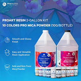 Pro Marine Pro Art Epoxy Resin Kit (2 Gal) Bundle with Pro Mica Powder (10-Color) | Crystal Clear Epoxy Hardener and Resin | Self-Leveling and Easy to Mix | Epoxy Resin Pigment Powder for DIY Crafts