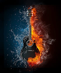 DIY 5D fire Guitar Diamond Painting Kits for Adults, Full Round Drills Embroidery Paintings Pasted,DIY Painting Art Supplies Cross Stitch Arts Crafts for Home 12"x16"