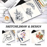Sketchbook - 60 Sheets Sketch Pad, 9" x 12" Hardbound Sketch Book, 68 lb/110g Acid Free Drawing Paper, Saffiano Hardcover, Double Sided Texture Art Paper for Kids, Teens, Adults, Artist Pro, Amateurs