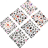 WOKOTO 24Pcs Halloween 3D Nail Adhesive Decals Nail Art Decoration Accessory with 1 Pcs Tweezers Manicure Sticker Kit