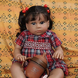 JIZHI Lifelike Reborn Baby Dolls - 20 Inch Realistic-Newborn Reborn Doll Girl Black Soft Body Real Life Baby Dolls with Feeding Kit & Gift Box for Kids Age 3+