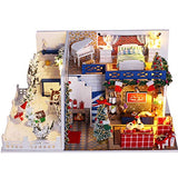 Egemoy Cute and Romantic Dollhouse Miniature DIY House Kit 1:24 Scale Creative Room with Dust Proof Cover and Music Movement for Birthday Anniversary Valentine's Day Christmas(Blue Christmas)