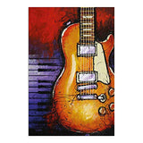 AMEMNY Guitar Wall Art Decor Oil Painting Style Music Wall Decor Abstract Canvas Art Guitar Decor for Music Classroom Living Room Gift for Music Lover Framed Ready to Hang